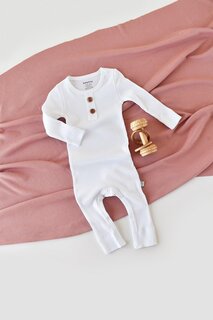 Комбинезон из модала с длинными рукавами BabyCosy Organic Wear, белый