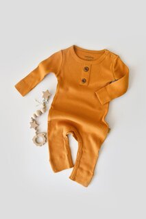 Комбинезон из модала с длинными рукавами BabyCosy Organic Wear, горчично-желтый