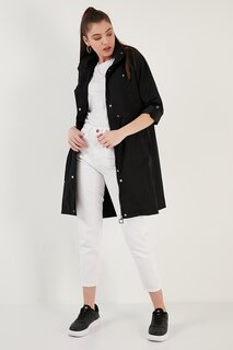 Тонкое сезонное пальто стандартного кроя со съемным капюшоном 497SEZEN Lela, черный