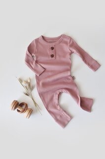 Комбинезон из модала с длинными рукавами BabyCosy Organic Wear, розовый