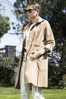 Тонкое сезонное пальто стандартного кроя со съемным капюшоном 497SEZEN Lela, коричневый