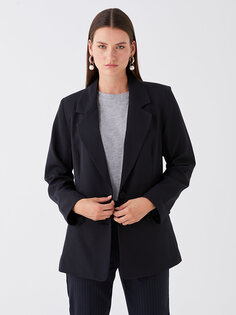 Однотонный женский пиджак из крепа с длинными рукавами LCWAIKIKI Classic