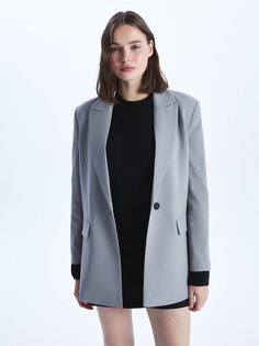 Однотонный женский пиджак с длинным рукавом LCW Casual, серый