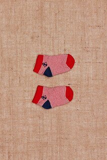Комплект из 2 детских носков в полоску с пинетками Fullamoda, красный
