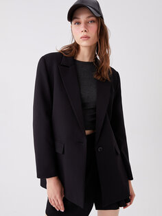 Однотонный женский пиджак с длинным рукавом LCW Casual, новый черный