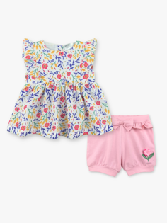 Комплект из 2 предметов: блузка и шорты для девочки без рукавов с круглым вырезом LUGGİ BABY, фуксия