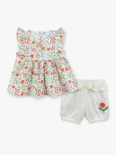Комплект из 2 предметов: блузка и шорты для девочки без рукавов с круглым вырезом LUGGİ BABY, апельсин