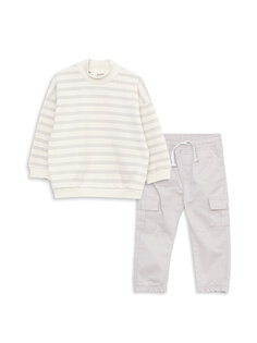 Комплект из 2 предметов: свитшот и брюки для маленьких мальчиков с высоким воротником и длинными рукавами LCW baby