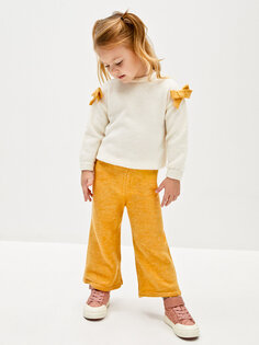 Трикотажные свитера и брюки с круглым вырезом для маленьких девочек, набор из 2 штук LCW baby, кремового цвета