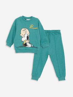 Комплект из 2 предметов: свитшот с принтом Snoopy и брюки-джоггеры с круглым вырезом и длинными рукавами LCW baby