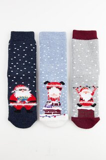 Комплект из 3 детских носков с противоскользящим полотенцем Санта-Клауса Bross