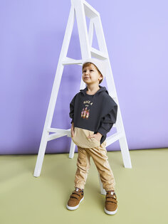 Комплект из 2 предметов: толстовка и штаны для мальчика с капюшоном и длинными рукавами с принтом LCW baby, темно-серый