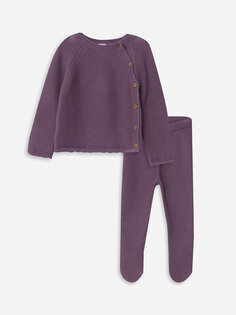 Трикотажный кардиган и брюки с круглым вырезом и длинными рукавами для маленьких девочек, набор из 2 шт. LCW baby