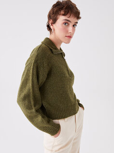 Однотонный женский трикотажный свитер с высоким воротником и длинными рукавами XSIDE, зеленый