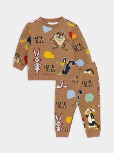 Комплект из 2 предметов: толстовка и спортивные штаны для маленьких мальчиков с круглым вырезом и принтом Looney Tunes LCW baby