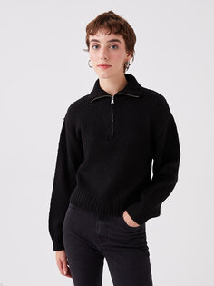 Однотонный женский трикотажный свитер с высоким воротником и длинными рукавами XSIDE, новый черный