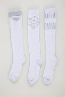 Комплект из 3 белых носков для девочек ниже колена Cozzy Socks