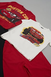 Комплект из 4 предметов: футболка с принтом McQueen, шорты, брюки, красный комплект For You Kids