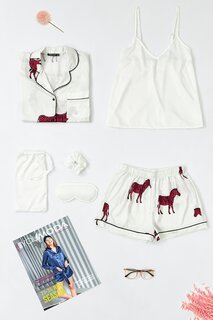 Комплект из 6 атласных пижамных шорт цвета зебры цвета экрю FOR YOU MODA