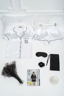 Комплект из 5 предметов: белые атласные пижамные шорты для невесты To Be FOR YOU MODA