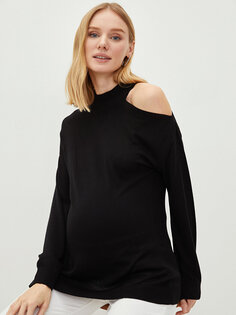 Трикотажный свитер для беременных с длинными рукавами и полуводолазкой и окном LCWAIKIKI Maternity