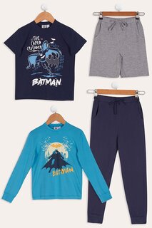 Комплект из 4 предметов: темно-синие шорты и футболка с принтом Бэтмена, брюки For You Kids