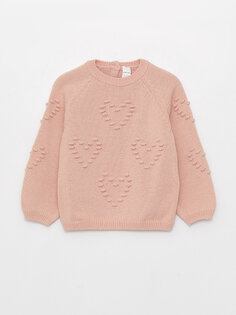 Трикотажный свитер для маленьких девочек с круглым вырезом и длинными рукавами LCW baby, розовый