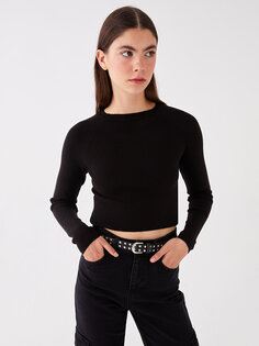 Однотонный женский трикотажный свитер с круглым вырезом и длинными рукавами XSIDE, новый черный