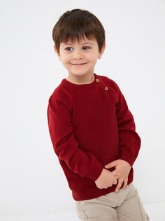 Трикотажный свитер для маленьких мальчиков с круглым вырезом и длинными рукавами LCW baby, темно-красный