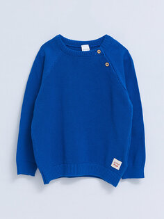 Трикотажный свитер для маленьких мальчиков с круглым вырезом и рисунком LCW baby, темно-синий