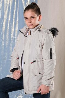 Оксфордское пальто для мальчиков со съемным капюшоном и флисовой подкладкой Pina Kids, бежевый