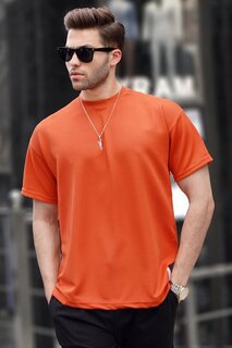 Оранжевая базовая мужская футболка Oversize 6127 MADMEXT