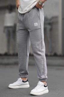 Окрашенные серые мужские базовые спортивные штаны с карманами 6522 MADMEXT