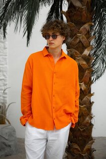 Оранжевая рубашка из вафельной ткани 3YXE2-46976-11 XHAN