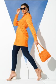 Оранжевая рубашка с атласной жаккардовой подкладкой FOR YOU MODA