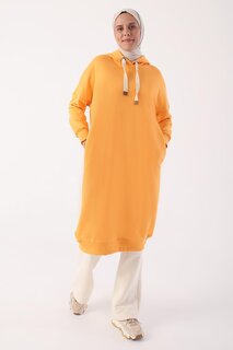 Оранжевая туника с капюшоном и карманами с люверсами ALL DAY