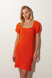 Оранжевое трикотажное платье с квадратным воротником SS23D4763TU Sherin, апельсин