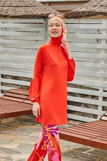 Оранжевый цветочный полностью закрытый купальник-хиджаб M2317 Marina