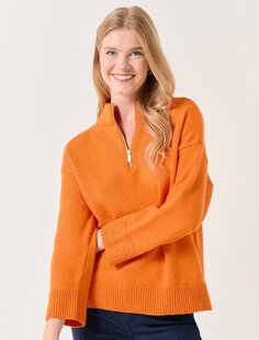 Оранжевый вязаный свитер с высоким воротником и длинным рукавом Jimmy Key