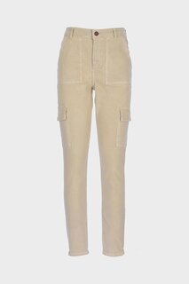 Орехово-бежевые джинсовые брюки-карго с высокой талией и карманами C 4527-014 CROSS JEANS