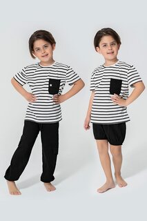Органический черный пижамный комплект из трех предметов с карманами и вышивкой якоря For You Kids