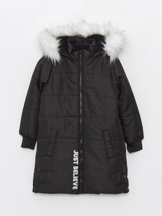 Пальто для девочек с капюшоном LCW Kids, новый черный