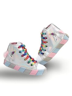 Ортопедические кроссовки для девочек с голограммой Unicorn по боковому шву Casabony