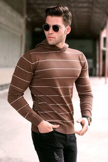 Коричневый мужской свитер с капюшоном 5623 MADMEXT