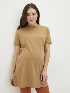 Туника для беременных с короткими рукавами и круглым вырезом с принтом LCWAIKIKI Maternity, светло-коричневый