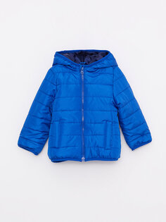 Пальто для маленьких мальчиков с капюшоном и длинными рукавами LCW baby, средний синий
