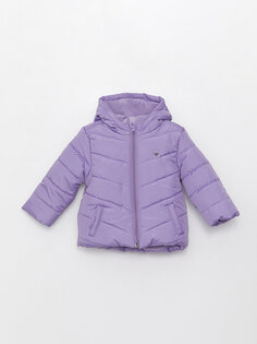 Пальто для маленьких девочек с капюшоном и длинными рукавами LCW ECO, светло-сиреневый