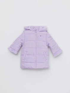 Пальто для маленьких девочек с капюшоном и длинными рукавами LCW ECO, светло-сиреневый