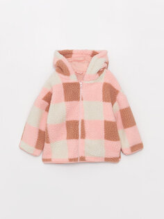 Пальто для маленьких девочек с капюшоном LCW baby, светло-розовый плед
