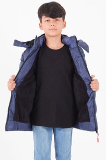 Пальто для мальчика Cross Printed Hooded Puffer Coat 14539 Bilen Kids, темно-синий